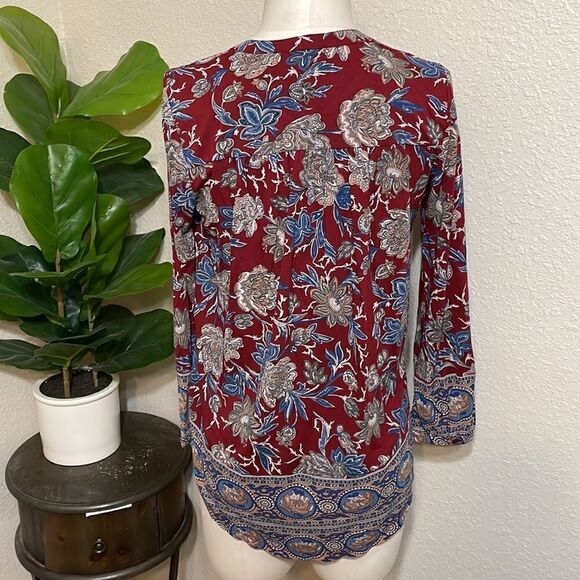 Lucky Brand | red and blue floral print top - Picture 5 of 10